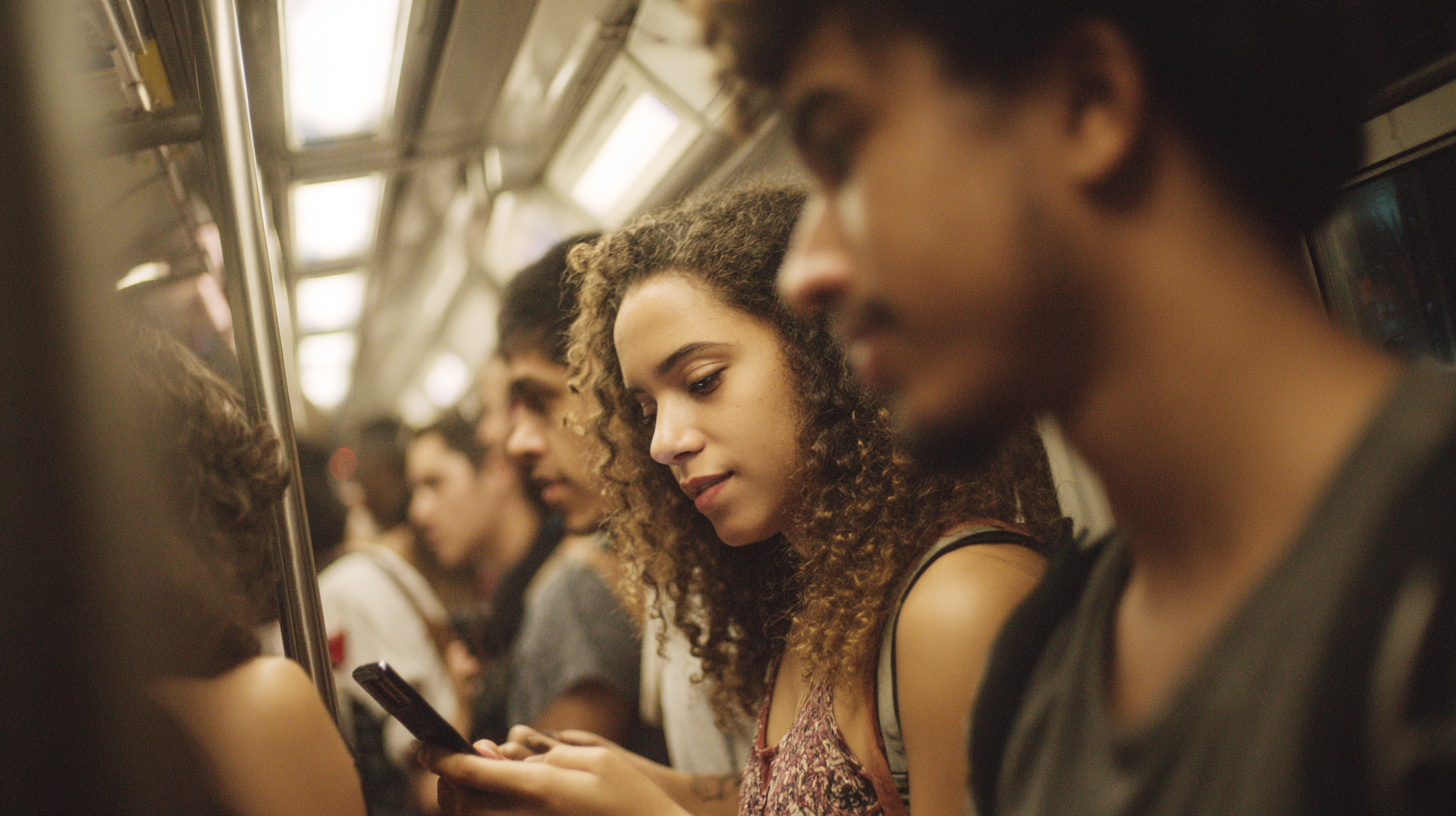 Cena urbana no metrô - diversidade e encontros sociais